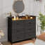 Commode noire pour la chambre à coucher avec éclairage à DEL et station de charge Commode avec tour de rangement à 6 tiroirs pour le couloir du hall d'entrée