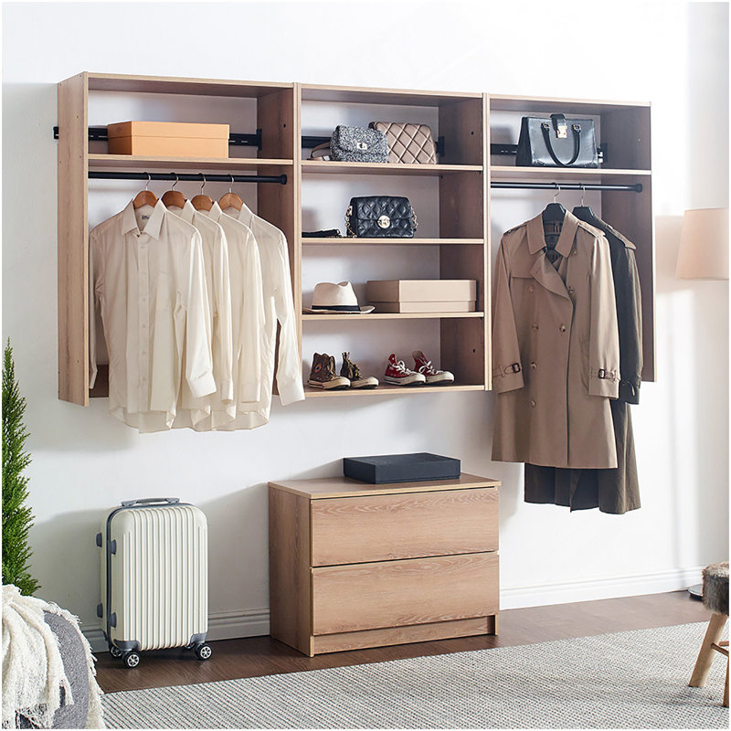 Devi Oak Wall Mounted Wood Closet System