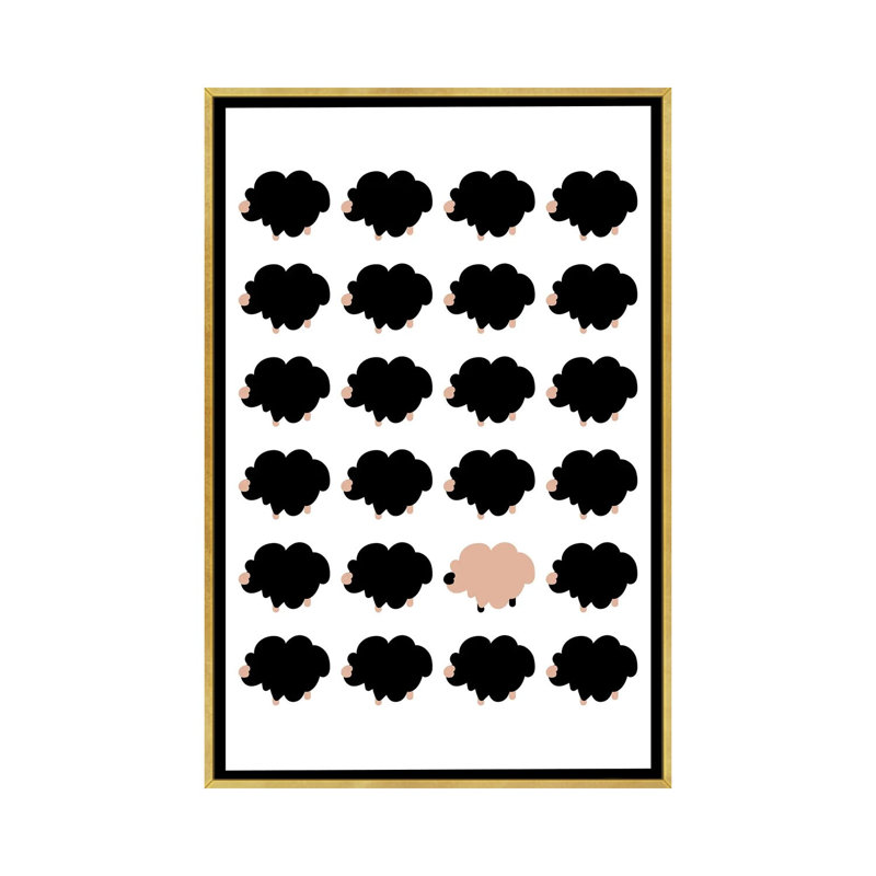 Berger rose-impression d’art graphique, Toile encadrée d'or, Pas de tapis, H 40 po x l 26 po x P 1,5 po