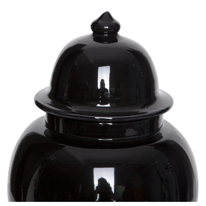 Ceramic Table Vase, Glossy Black