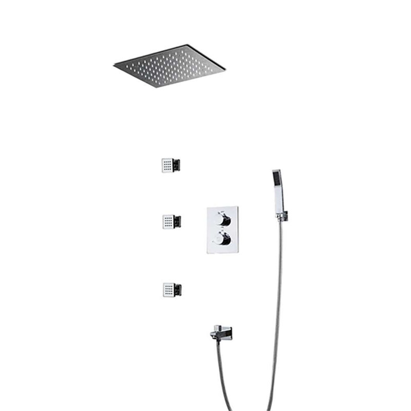 Maine Contemporary LED Rainfall Thermostatic Ceiling Shower – Modern Luxury with Color-Changing LED Lights
