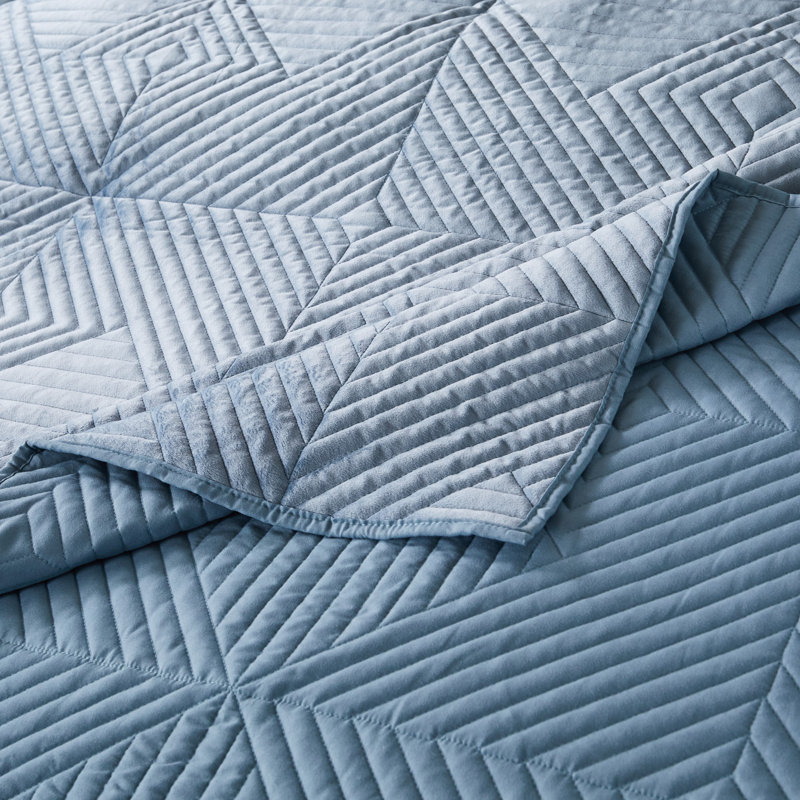 Spa Blue Velvet Quilted Reversible Throw Blanket