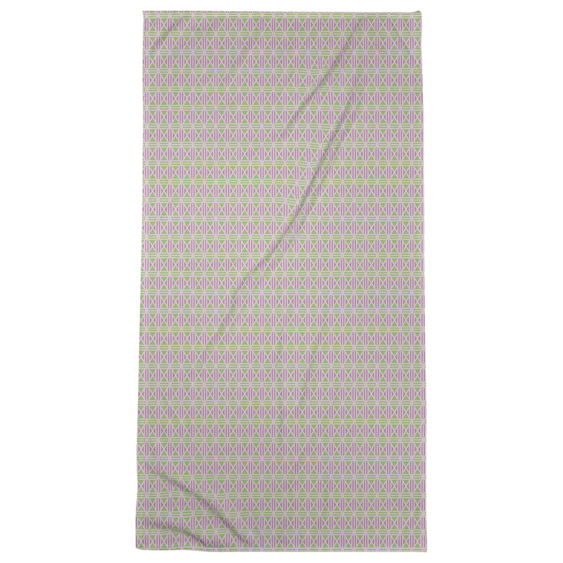 Serviette de bain à losanges, Rose/vert