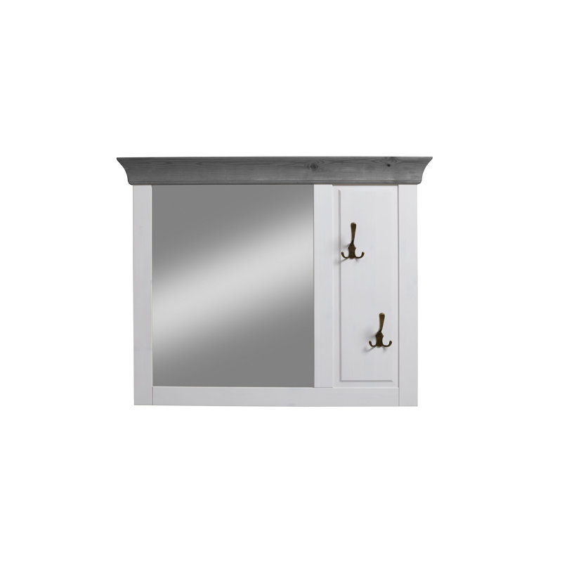 Falkville Wood Wall Mirror, White/Grey
