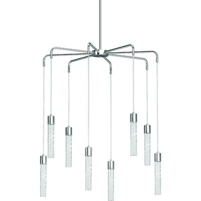 Lustre d'intérieur 8 lumières DEL en chrome transparent avec bulles transparentes Orren Ellis 1568-3 Tristen