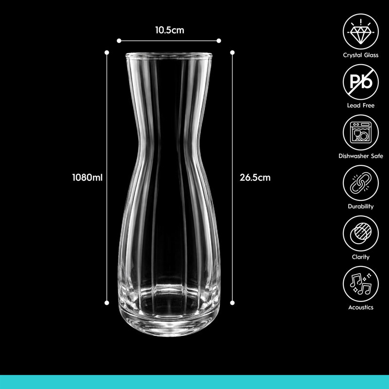 Argon Tableware Hoxton Optic Crystal Carafes - 1.1L - Pack of 6