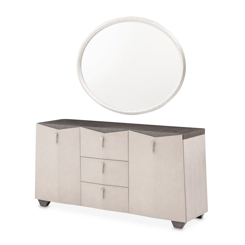 Fantosini Sideboard With Wall Mirror - Silver Mist