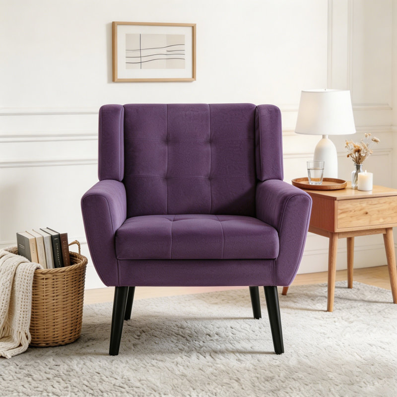 Fauteuil d'appoint Bolanle, Velours mauve lavande