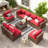 Ensemble de conversation modulaire en rotin avec table basse-1935896383