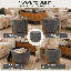 Repose-pieds rond avec rangement en lin avec plateau en bois réversible et pieds en pin, gris, 21 po-567416897