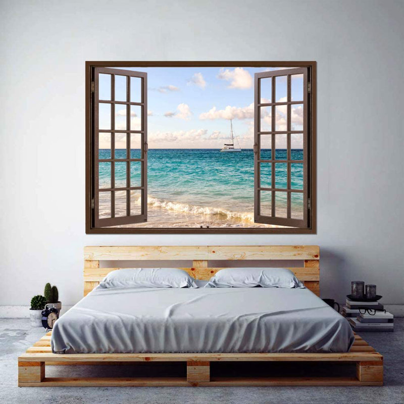 Murale bateau et voilier sur la mer, L 24 po x L 32 po