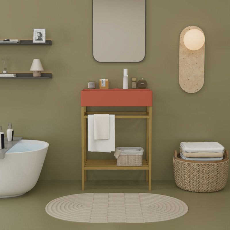 Meuble-lavabo 24 po avec lavabo, Doré, Rouge