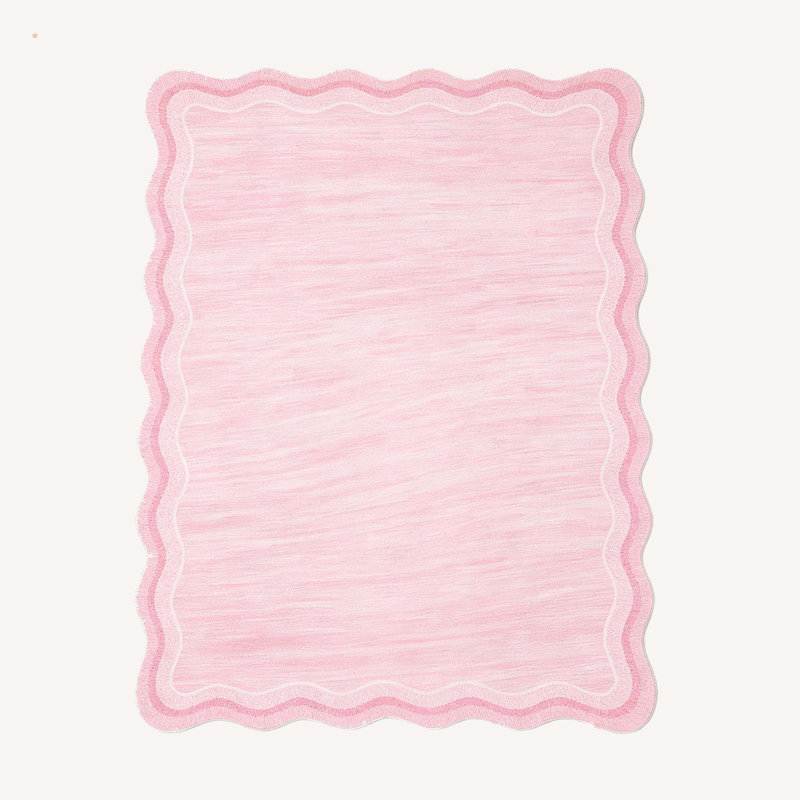 Tapis festonné lavable pour bureau de salle à manger, Rose, Rectangle 156 " x 120 "