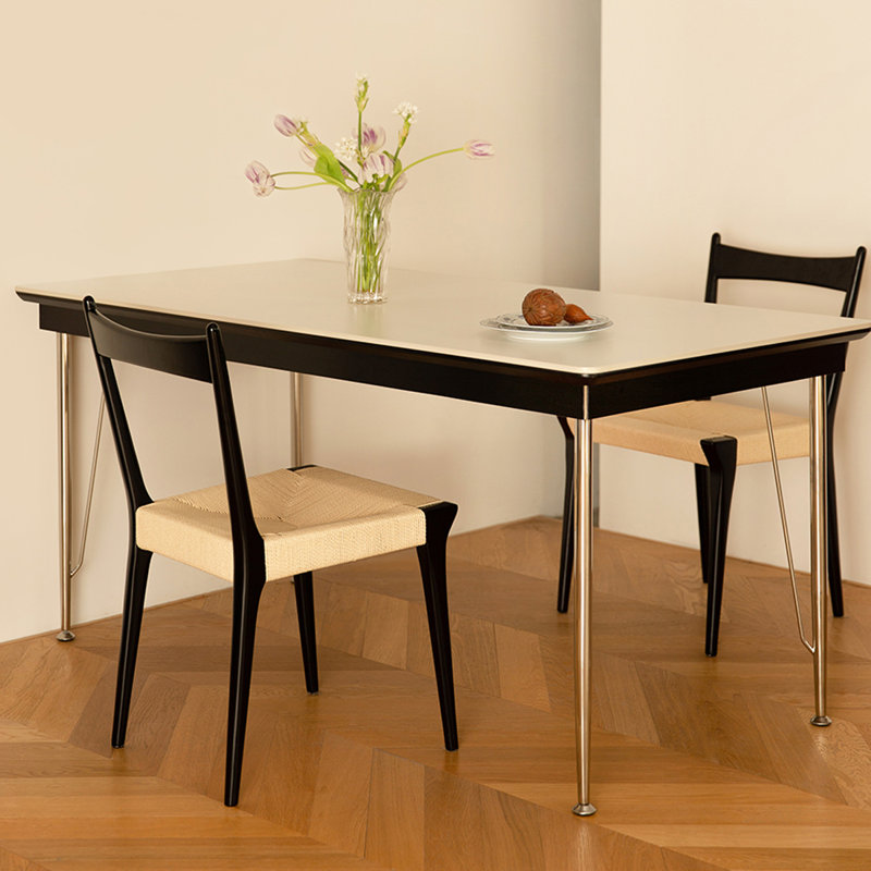Table de salle à manger Nordic Vintage, H 29,52 po x L 55,11 po x l 31,49 po, Noir