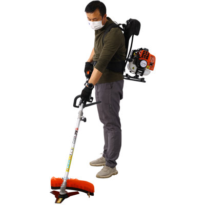 Sac à dos multifonctionnel 4 en 1, système de jardinage à 2 temps 52CC avec scie à gaz, taille-haie, coupe-herbe et coupe-brosse Conforme EPA