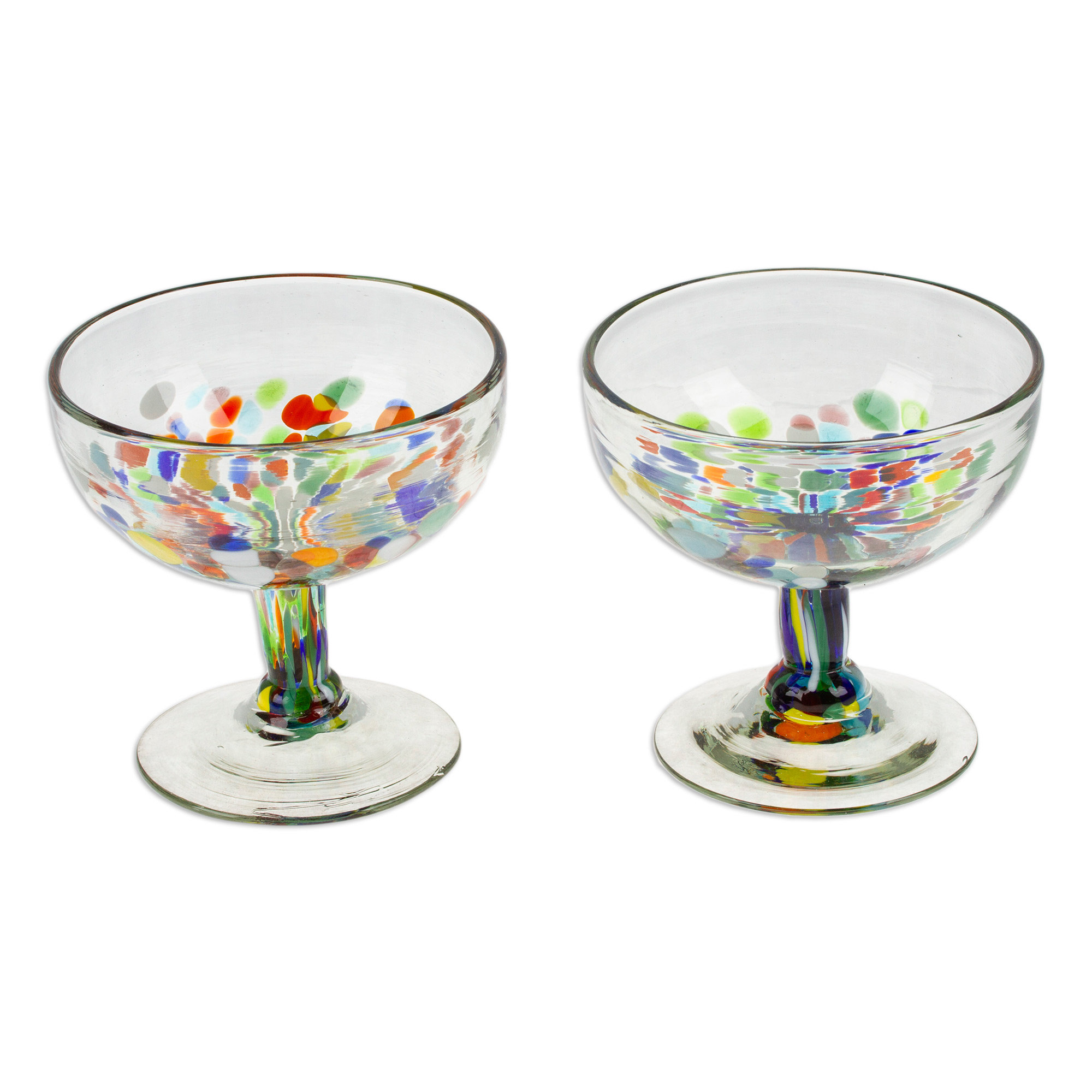 Set of 4 Colorful Wine Glasses Handblown from Recycled Glass - Bright  Confetti