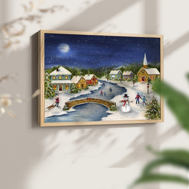 Winter Village - reproduction encadrée - réarmable, Naturel, H 11 po x l 14 po