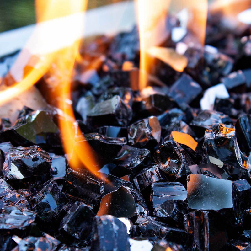 Dark Matter Black Reflective Tempered Fire Glass, 10 lb Jar