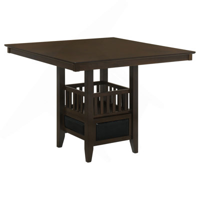 Finley Espresso Square Counter Height Table With Storage Pedestal