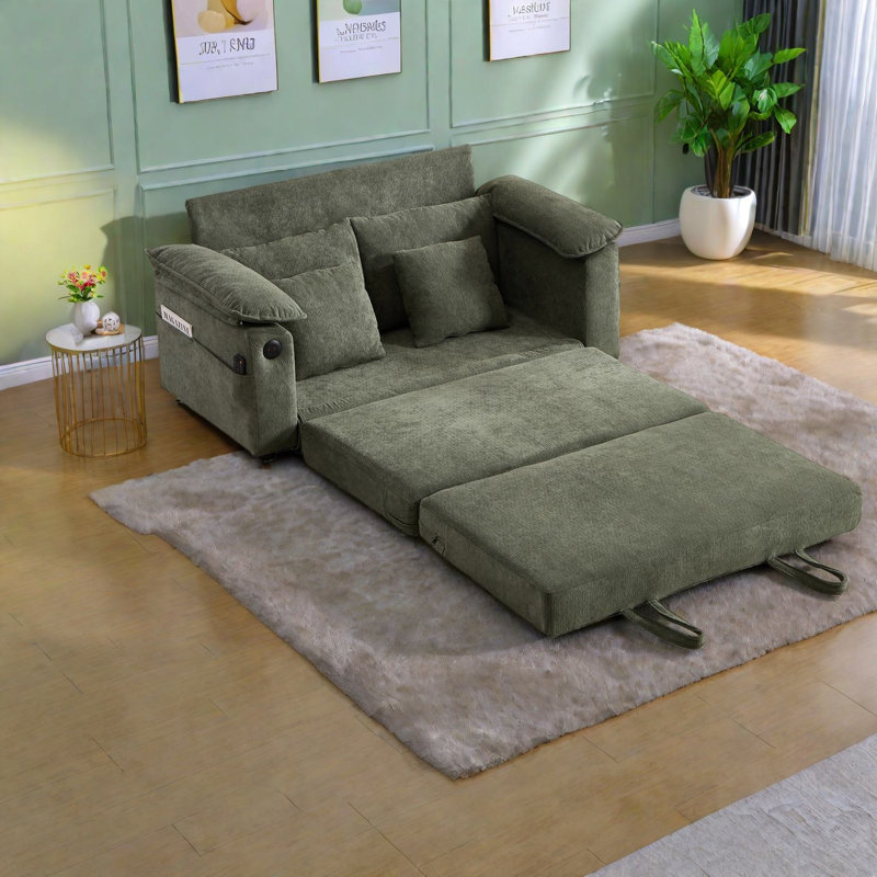 Compression Sofas With Storage, 58 Inch Chenille Modern Sleeper For Home