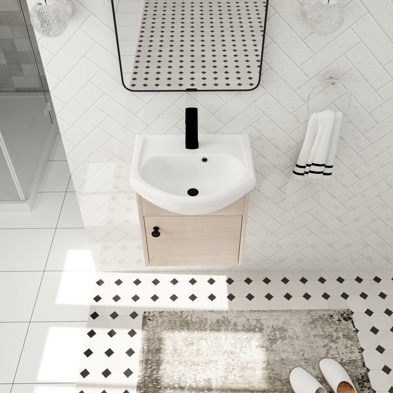 Meuble-lavabo mural simple 19,19 po Demetrian avec comptoir en céramique