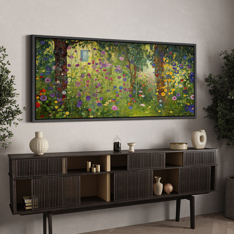 «Vibrant Wildflower», fleurs de jardin colorées rétro, très grand classique, impression sur toile encadrée, H 30 po x l 60 po