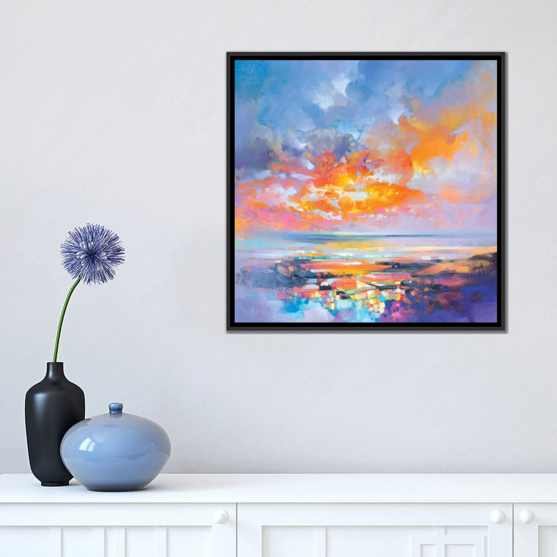 « hebridean particles », impression sur toile, H 18 po x l 18 po x P 1,5 po, Toile avec cadre noir, Pas de tapis