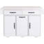 Îlot de cuisine blanc avec poubelle polyvalente, table à abattants, support à épices, barre à serviettes, étagère amovible, poubelle basculante, tiroir, armoire, tablettes, style-1289805973