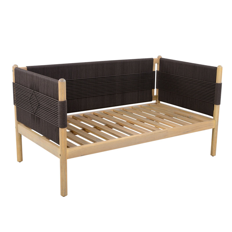 Canapés de patio confort, causeuse en bois d'acacia, tissage de corde moderne pour le patio