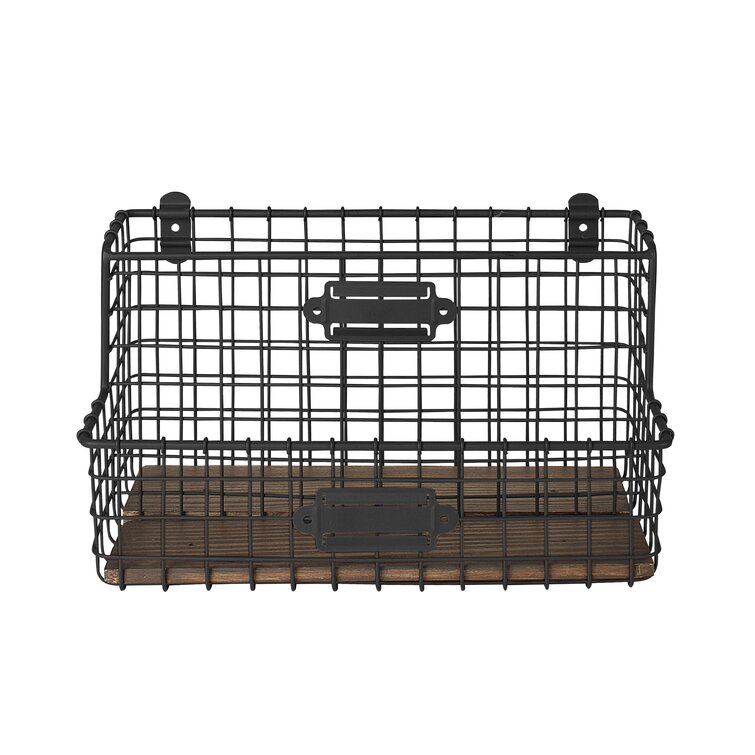 Junis Metal Basket Wall Organizer with Hooks - Joseph's Woodwork Co.