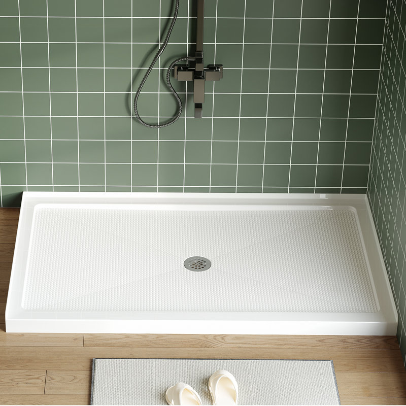 60"x 36" Center  drain CUPC Certified Non-Slip Acrylic Shower Base Pan, Lightweight ABS Shower Tray with Center Drain Kit, 500lbs Capacity, Reversible Drain, Low Threshold Shower Pan for Bathroom Renovation, White