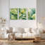 «Tropical Bird and Monstera Leaves», reproduction d'art sur toile tendue sur toile (ensemble de 3)-590134565