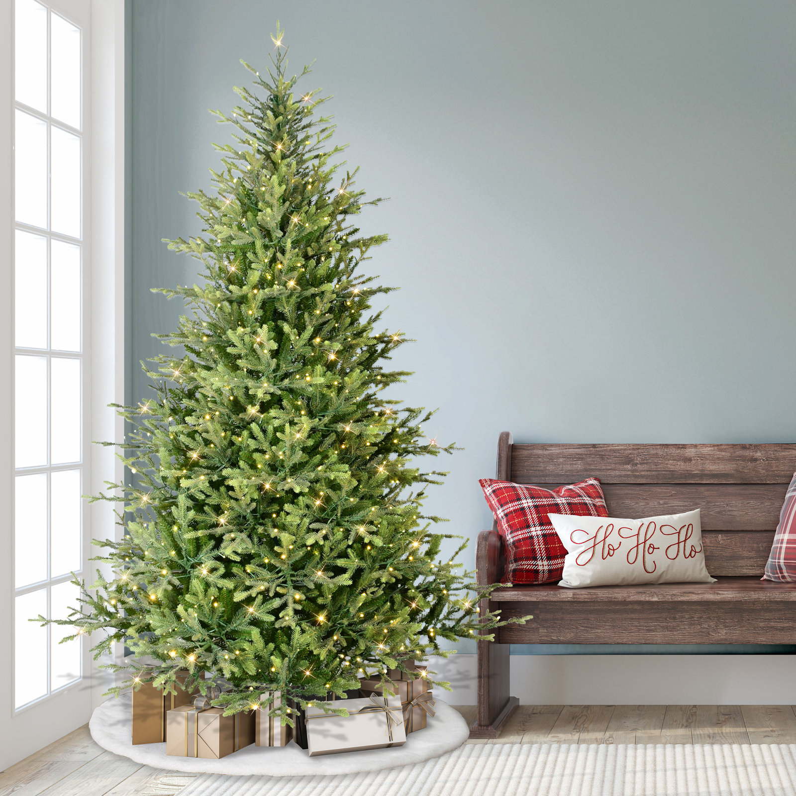 7.5' Pre-lit Miracle Shape Alberta Spruce Artificial Christmas Tree