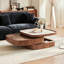 Table basse carrée en noyer fritté + bois manufacturé