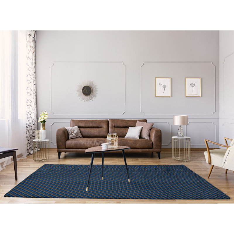 Tapis de zone bleu dégradé géométrique, Rectangle 9 pi x 12 pi