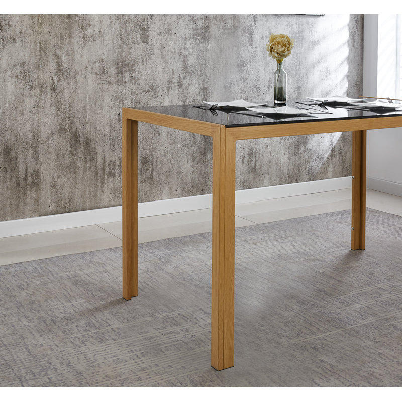 Boulat Glass Top Metal Base Dining Table