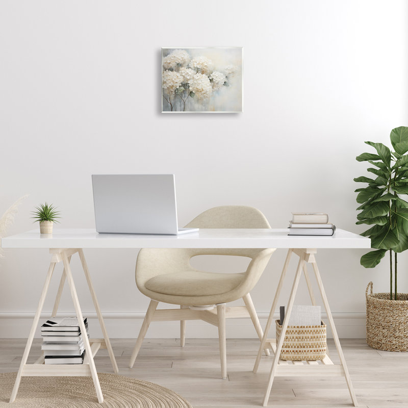 Subtle Fading White Hydrangeas Wall Plaque, design by Arlington Prints