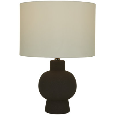 Ceramic Gourd Style Base Black Table Lamp with Drum Shade