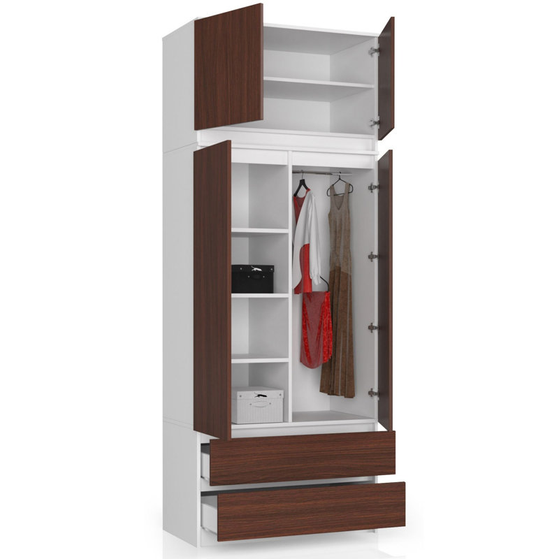 Jacobs 2 Door Manufactured Wood Wardrobe, White/Venge