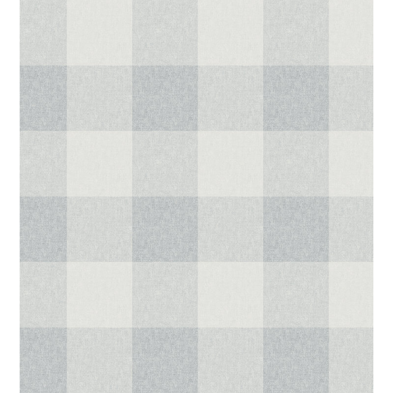 Villa Dalarö II Gingham Wallpaper Roll, Misty Blue