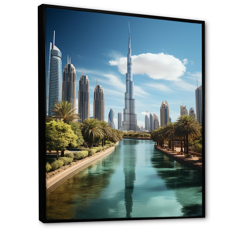 " Dubai City Of Height III ", Black Floater Framed, 44" H x 34" W x 1.5" D