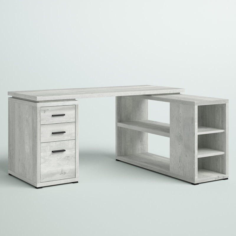 Bureau d'ordinateur en forme de L, Gris usagé, 29,5 po H x 60 po l x 47,25 po P