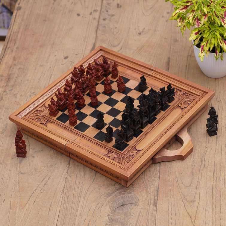 Novica Mukhamedali Novica 2 Player Wood Chess And Checkers Set