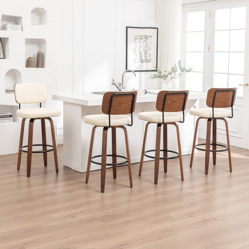 Swivel Upholstered Counter Stool, Counter Stool (67cm Seat Height), Beige