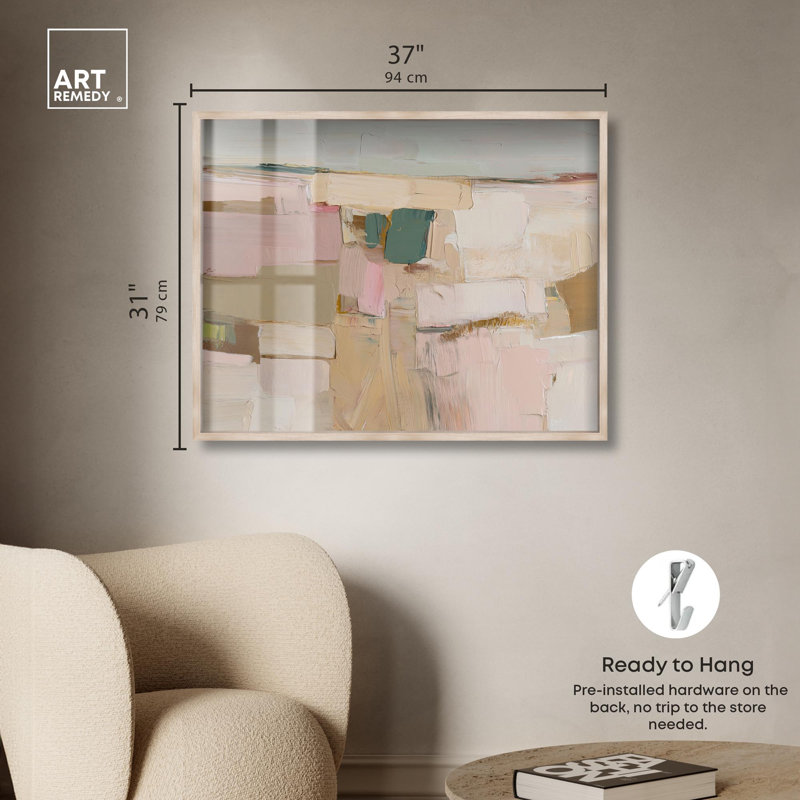«Earthy Glam Gold II Boho Decor Shadowbox» par Art Remedy, H 31 po x l 37 po, Crème, crème
