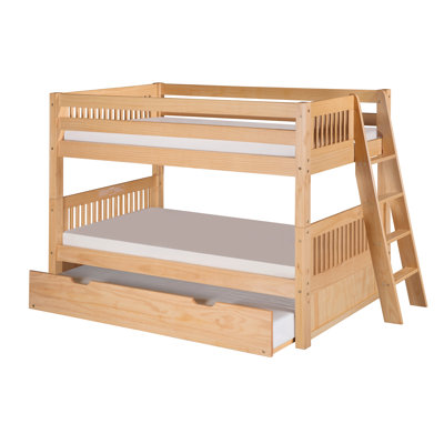 Lit superposé simple au-dessus de simple en bois massif avec lit gigogne Fradin