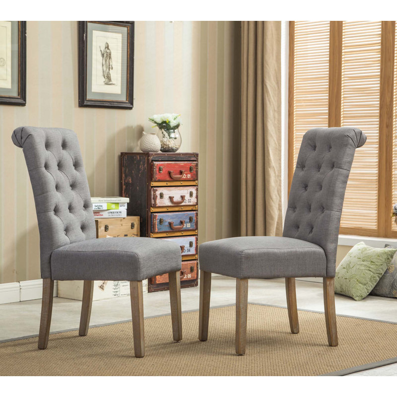 Chaise parsons capitonnée en bois massif, Gris