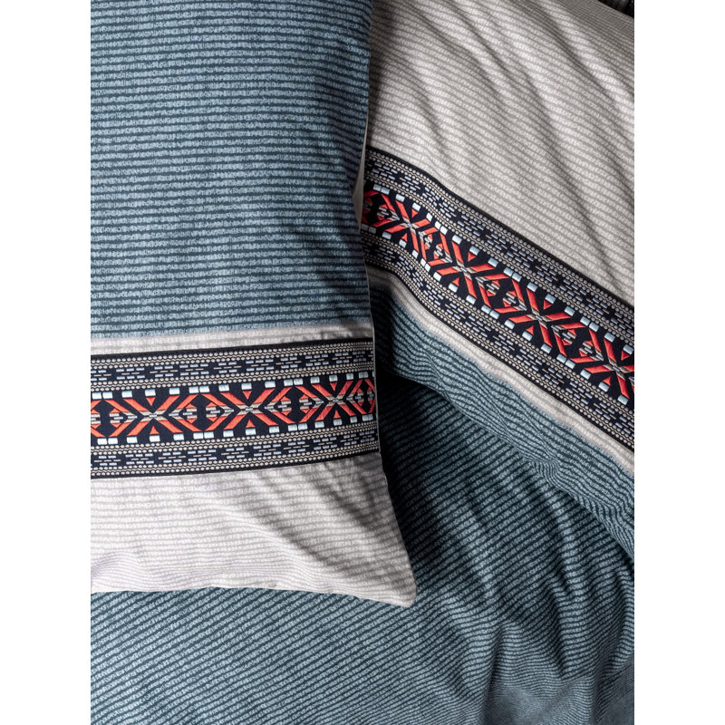 100% Cotton Ranforce Quilt Cover Set, Grey, Includes 63 x 87 Duvet Cover, 71 x 94 Flat Sheet & 20 x 28 Pillowcase | Machine Washable, 145 Thread Count, Button & Envelope Closure | Soft & Durable Bedding Set
