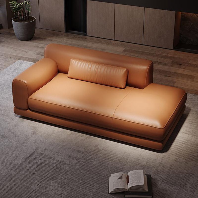 Chaise longue moderne, confortable et simple, Orange, Orienté à gauche (vu de face)