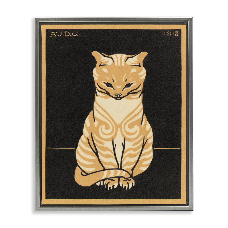 Cadre flottant Cats, affiche par Julie de Graag, Cadre flottant gris lustré, H 31 po x l 25 po